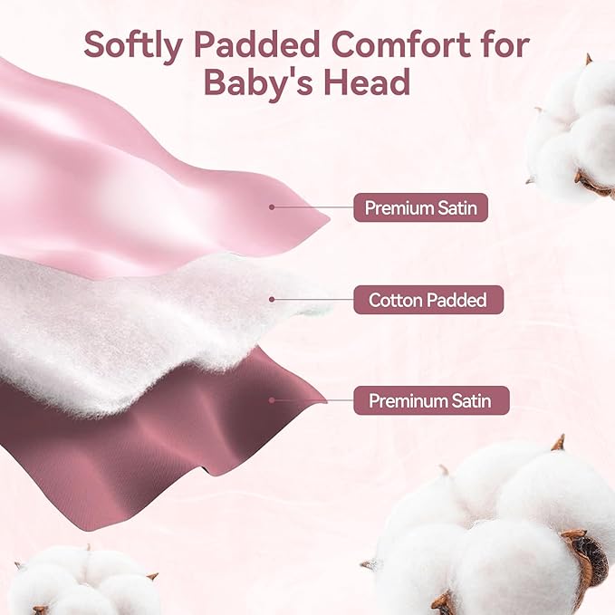 Silky Head Carseat Cover for Baby Silk Feeling Satin Car Seat Head Cover for Babies Headrest Protector 2pcs Pink for Girls Infant Sleeping Hair Protection