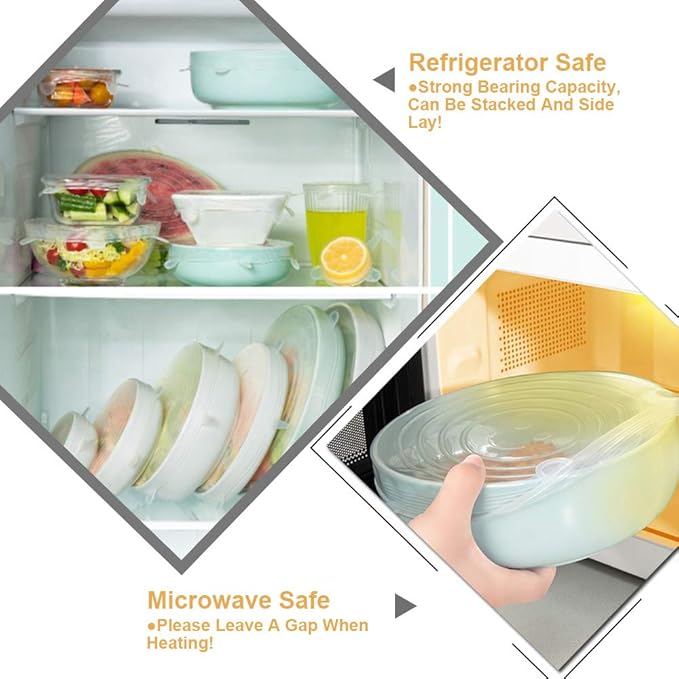 LELE LIFE 4 Pack Same Size Silicone Stretch Lids, Thicker Reusable Sturdy Silicone Container Cover, Expandable Food Storage Covers, Dishwasher and Freezer Safe, 5.71in(14.5cm)