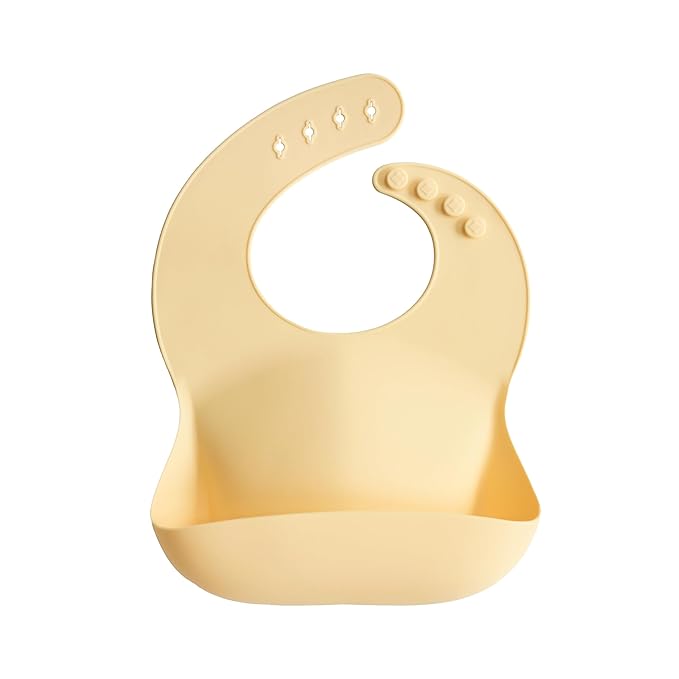 mushie Silicone Baby Bib | Adjustable Fit Waterproof Bibs (Sunshine)