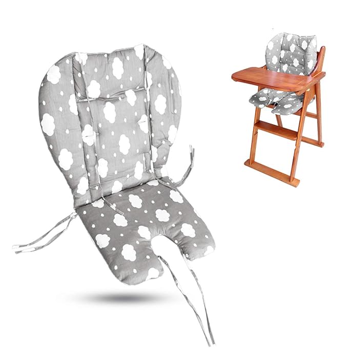 Twoworld High Chair Cushion, Large Thickening Baby High Chair Seat Cushion Liner Mat Pad Cover Breathable Suitable for All Kinds of Baby Dining Chairs (Fashion Gray Clouds)