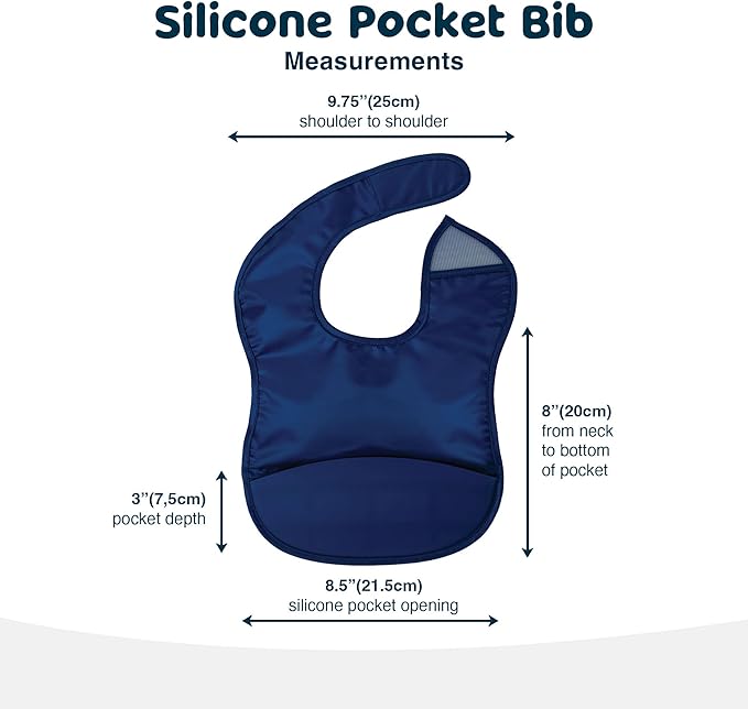 Tiny Twinkle Silicone Pocket Bibs - Waterproof, Food Catching, Mess-Proof Bibs for 6-24 Months Baby Boy and Girl, Toddlers