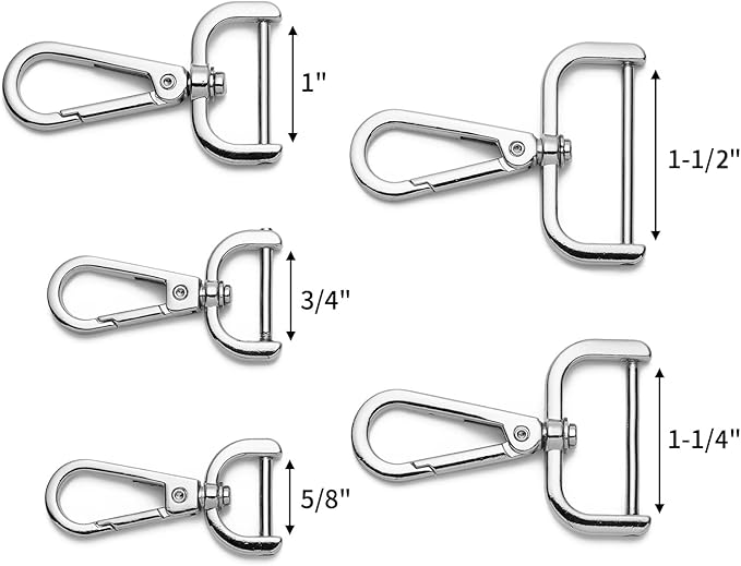 4PCS Detachable Snap Hook Swivel Clasp with Screw Bar, Multiple Sizes Hardware for Changing Bag Straps,Silve 1 1/2