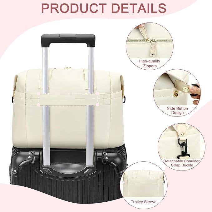 Pritent Diaper Tote, Baby Bags with Pacifier Case, Shoulder Straps, Stroller Clips, Waterproof Mommy Bag - Medium, White