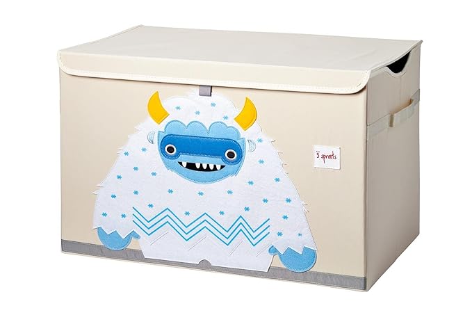 3 Sprouts Large Toy Chest for Kids with Lid and Handles - Collapsible Toy Storage Bin/Trunk/Box/Basket Organizer for Boys & Girls Playroom, Nursery, Yeti
