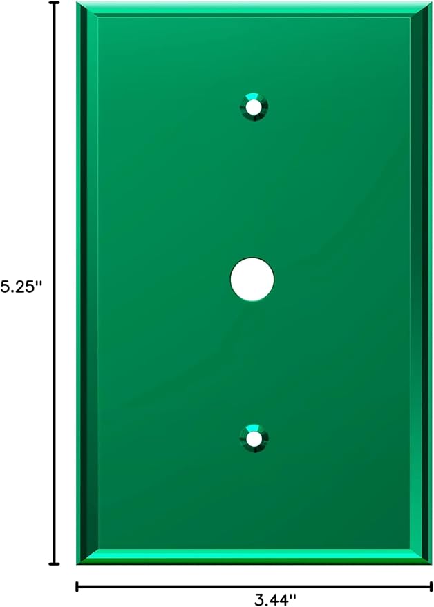 LIDER 0.406" Diameter Hole Wall Plate, Temperature/Impact Resistant, Mirrored, Plexiglass Multimedia Wire Cover, Acrylic glass, Reflective Finish, Modern, Oversized 1-Gang 5.25" x 3.44", Green, 5 Pack