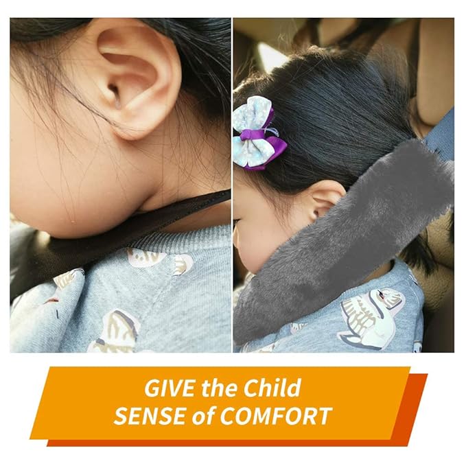 4Pack Seatbelt Covers for Kids,Seat Belt Cushion Cover,Infant Baby Car Seat Neck Shoulder Strap Pads,Soft Newborn Carseat Stroller Straps Covers Accessories(Grey)