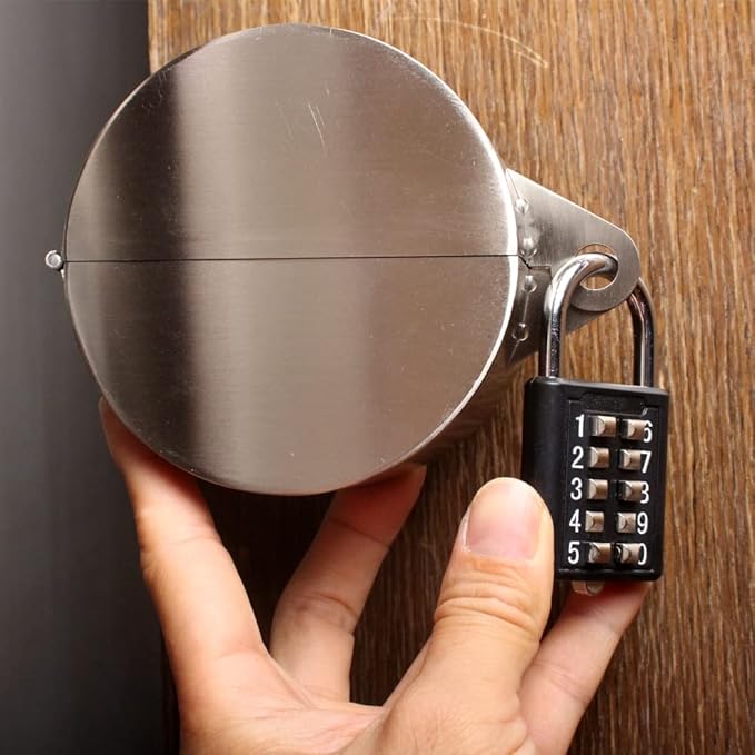 Door Knob Lock Combination Out Device Cover to The Doorknob/Faucet/Water Valve Hose Lock, Temporary Door Handle Combination Lock, Prevents Turning of Door Knob and Access to Keyhole