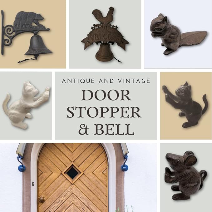 Comfy Hour Heavy Duty Cast Iron Mouse Door Stopper, Decorative Animal Door Stop for Bottom of Door, Rustic Brown Mouse Bookend & Door Wedge, Vintage Lodge Style Home Decor, 1 pc