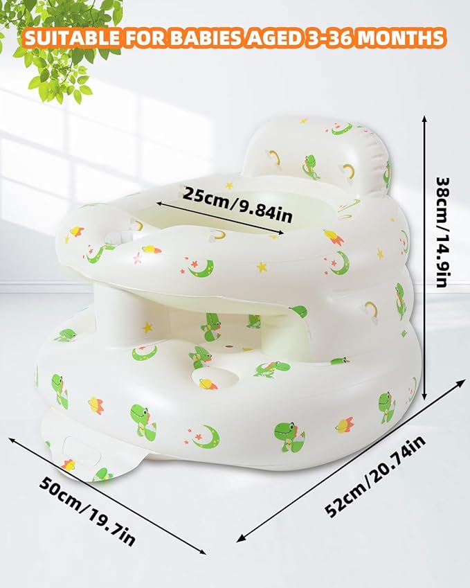 AGITVPS Upgrade Surround Inflatable Baby Seat for Babies 3-36 Months, Built in Air Pump Bumbo Seat with Tray, Baby Chair Sit Me up Floor Seat for Baby, Learning to Sit&Feeding(Surround-Dinosaur)