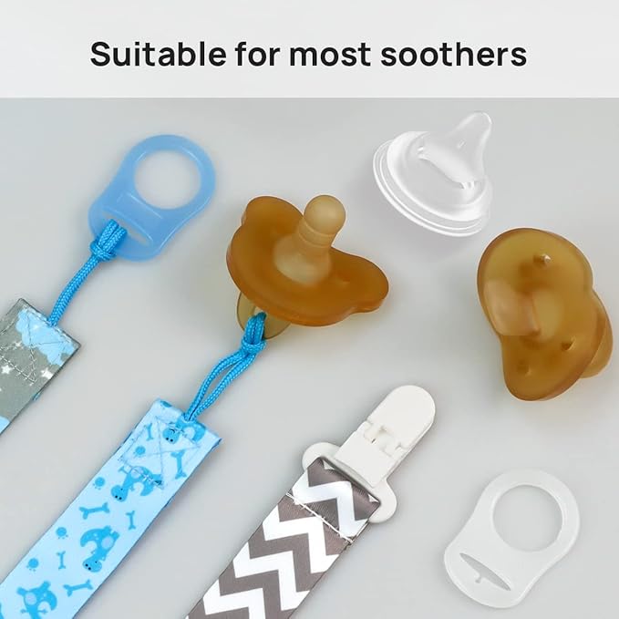 4 Pack Pacifier Holder Clips for Boys, Dummy Clips Boys with Adapters, Silicone Binky Clips for Baby Teething Toys Baby Shower