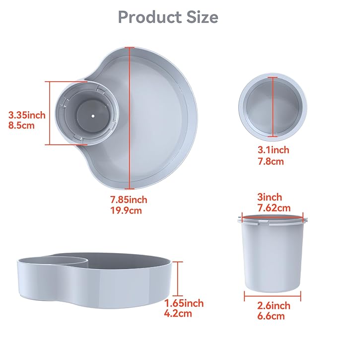 Car Seat Cup Holder Snack Tray: Travel Tray for Kids Car Seat Food Tray for Kids Travel, Toddler Carseat Eating Plate Table, Kid Road Trip Table Essentials Accessories, Grey