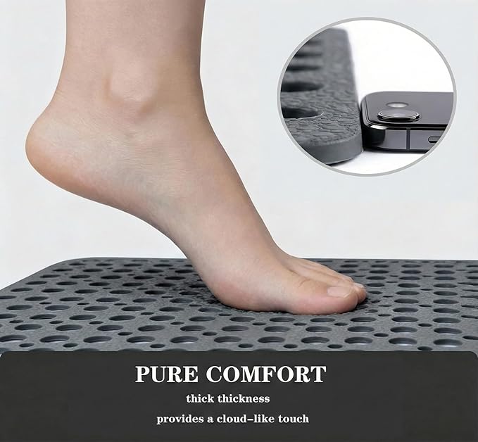 Nonslip Bathtub Mat Extra Soft TPE Bath Mat for Kids, Machine Washable Bathroom Shower Mat (Gray/ 35L x 16W Inch)