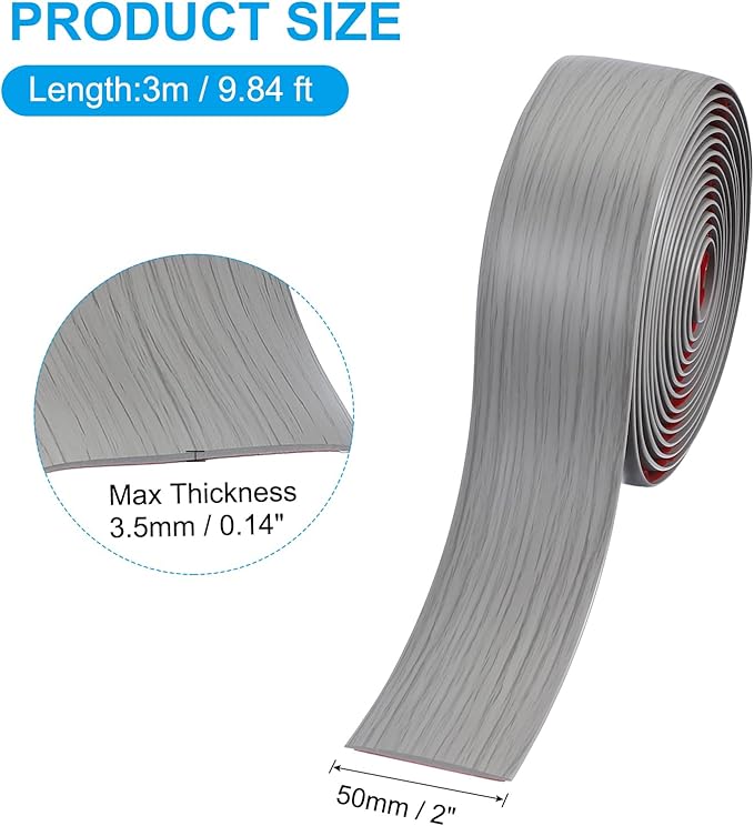 PATIKIL Self Adhesive Floor Transition Strip 10 ft x 2" Vinyl Flat Divider Flooring for Joining Floor Gaps Carpet Transition Floor Tiles, New Gray Wood Grain