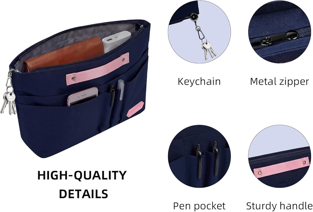 VANCORE Purse Organizer Insert for Handbags,Tote Bag Organizer Insert with Zipper Bag,Premium Handbag Organizer Inside Liner for Women