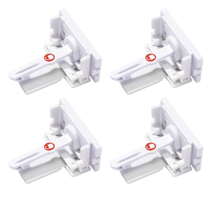 Safety 1st - Secure-to-Explore Adhesive Cabinet Locks Baby Proofing, Child Locks for Cabinets and Drawers (4 Locks), White