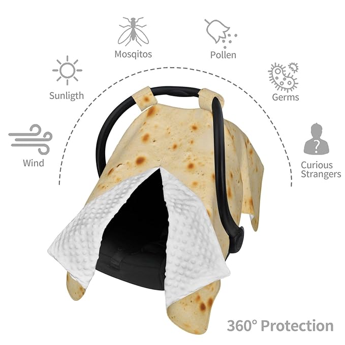 Burrito Taco Tortilla Car Seat Cover Baby Stuff Western Infant Carseat Covers Baby Girl Highland Car Seat Canopy Boy Winter Multi Use Nursing Cover for Newborn Carseat Canopy Nursing Covers