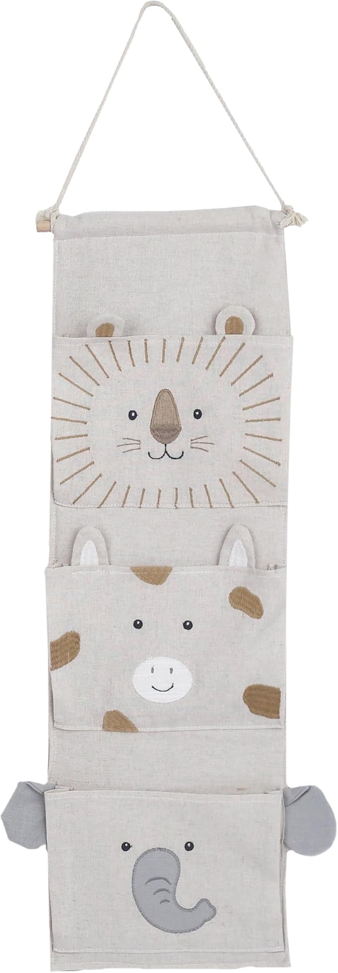 MON AMI Safari Hanging Storage Organizer – 25 Inches Nursery Wall Organizer with 3 Pockets | Baby Essentials Storage for Diapers, Toys & Accessories | Cute Nursery Décor & Practical Baby Registry Gift