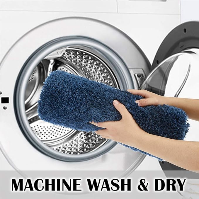 Suchtale Bathroom Rug Non Slip Bath Mat for Bathroom (16 x 24, Navy) Water Absorbent Soft Microfiber Shaggy Bathroom Mat Machine Washable Bath Rug for Bathroom Thick Plush Rugs for Shower