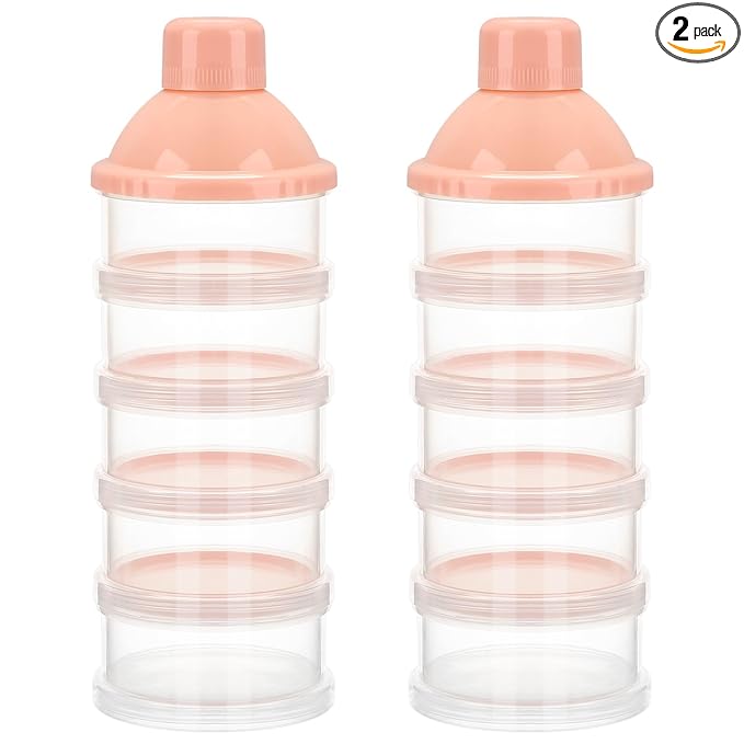 Accmor Formula Dispenser On The Go, 5 Compartments Stackable Formula Container for Travel, Baby Milk Powder Kids Snack Container, BPA Free