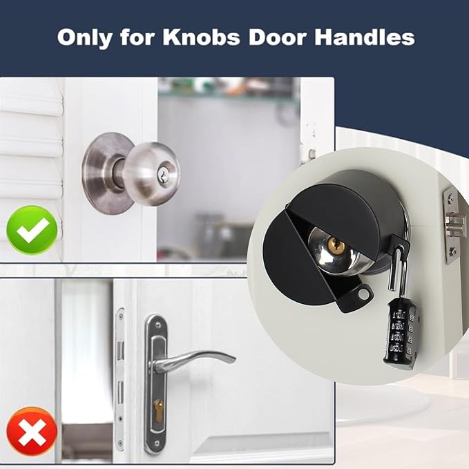 Door Handle Lock, Door Knob Lock Out Device,Cover to Disable The Doorknob/Faucet/Valve, Prevents Turning of Door Knob and Access to Keyhole, Prevents Operating The Knob (Password hanging lock)