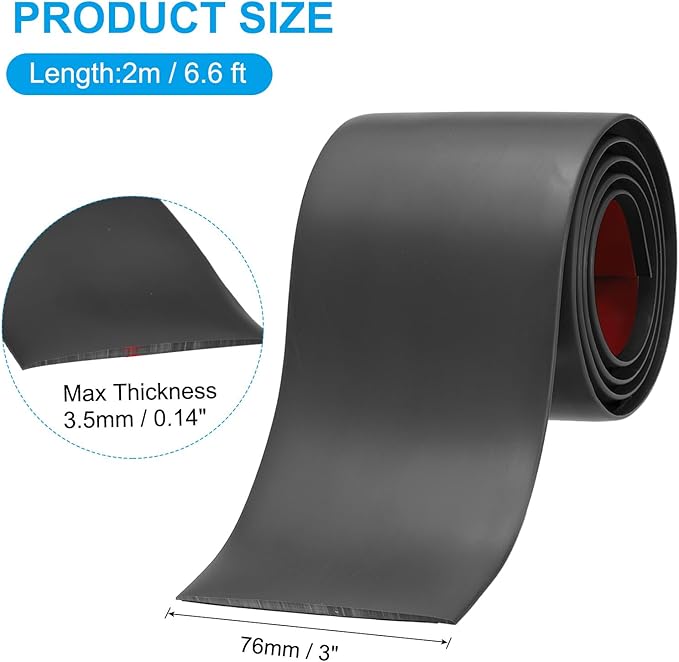 PATIKIL Self Adhesive Floor Transition Strip 3 in x 6.6 Ft, Vinyl Laminate Floor Flat Divider for Joining Floor Gaps Doorways Carpet Cover Floor Tiles Black