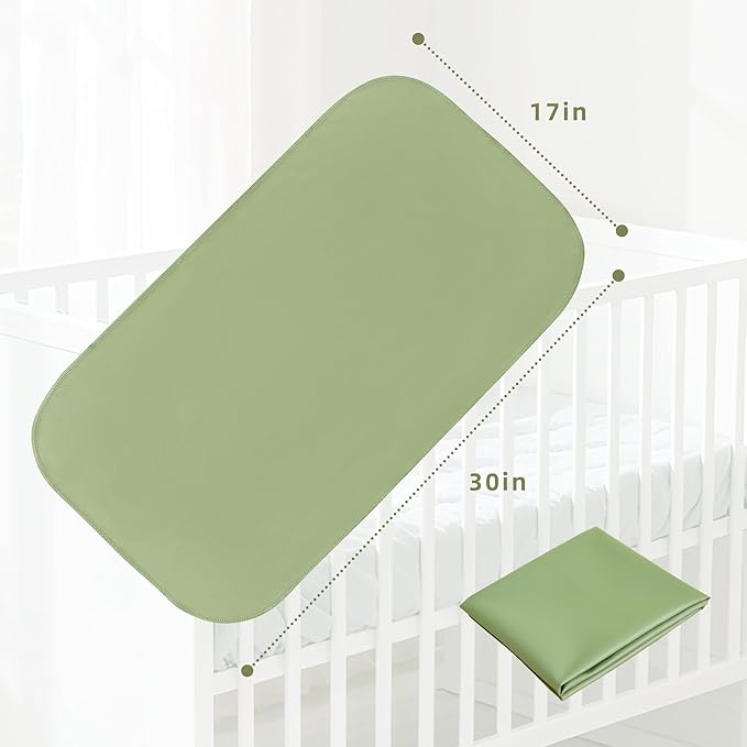Elantrip Changing Pad for Bed - Leather Changing Pad for Baby, Portable Baby Changing Mat Travel, Compact Diaper Change Mat, Fits Diaper Bag Green