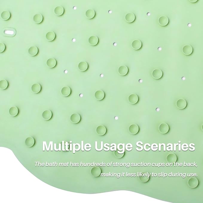 SZTCECDM Green Non-Slip Bathtub Mat for Baby & Kids, Safe & Soft Bath Mat with Strong Suction Cups, Toddler Bath Mat for Tub and Shower, Cute Frog Shower Mat
