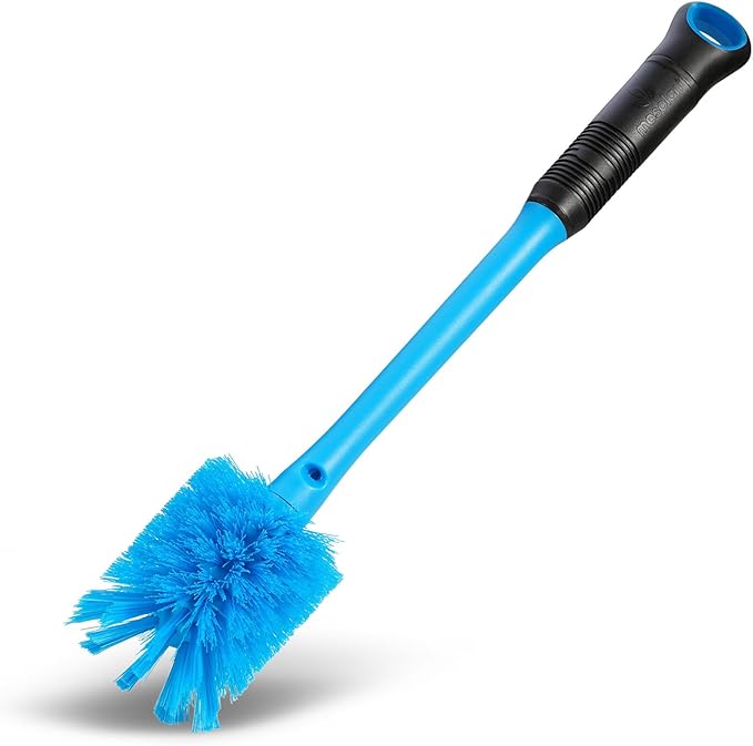 MOSOLAN 2-in-1 Water Bottle Brush and Straw Cleaner Brush, Long Handle Scrub Brush with Replaceable Head for Water Bottles, Glasswares, Mugs, Flasks, Tumblers and Kitchen Sink, Breezy Blue, 1 Pack