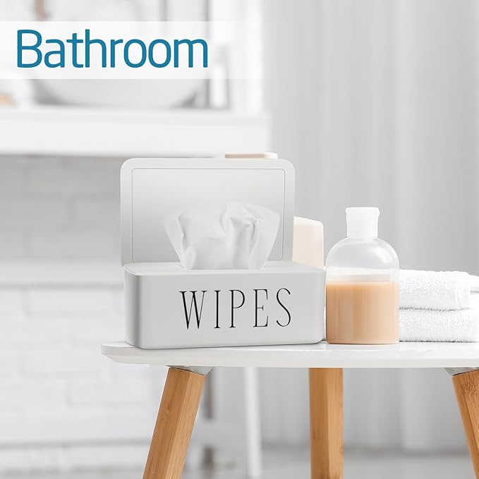 Singhoow 4 Pack Baby Wipes Dispenser Refillable Wipe Holder with Lid Toilet Wipes Container for Bathroom Tissue Paper Storage Box for Home Office (White)