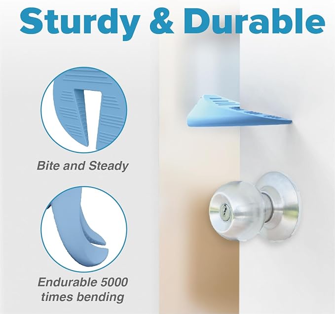 Neobay Door Pinch Guard and Door Slam Stopper, Durable Silicone Door Finger Pinch Guard, Prevents Finger Pinch Injuries, Slamming on Even Heavy Doors, Door Safety for Kids, 4 Packs Blue Upgraded.