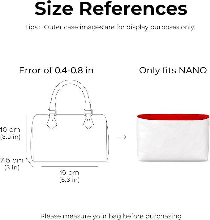 Tote Bag Organizer Insert for LV Speedy Nano Handbag,Custom Fit Inside Premium Rogue Coeur Lightweight WaterResistant Purse Insert