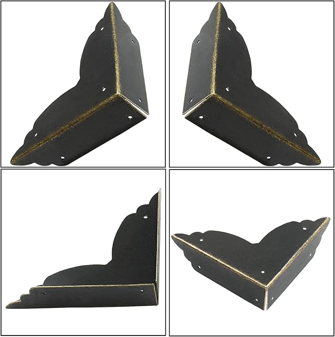 8Pcs Black Metal Corner Protector,2.76''x2.76'' Box Corner Protectors,Decorative Metal Corner Guards,Antique Edge Cover with Mounting Screws