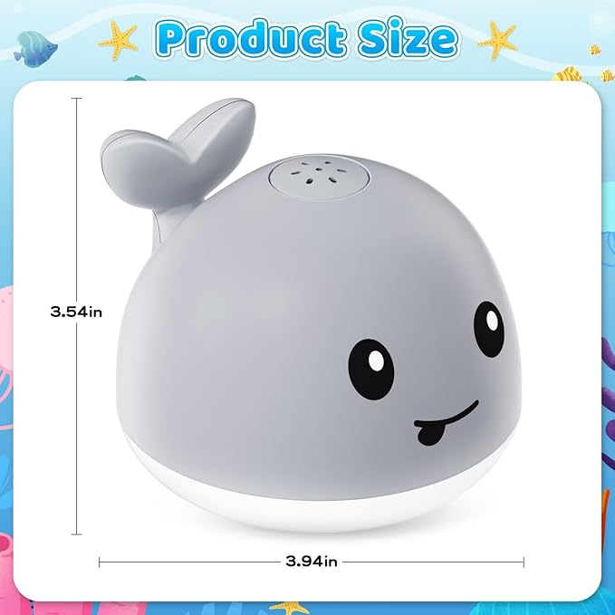 Baby Bath Toys for Kids Ages 1-3 & Babies 6-12 Months, Light Up Whale Sprinkler Water Toys for Infant Toddlers 1 2 3 Year Old Boys Girls Easter Basket Stuffers Birthday Gifts Newborn Essentials