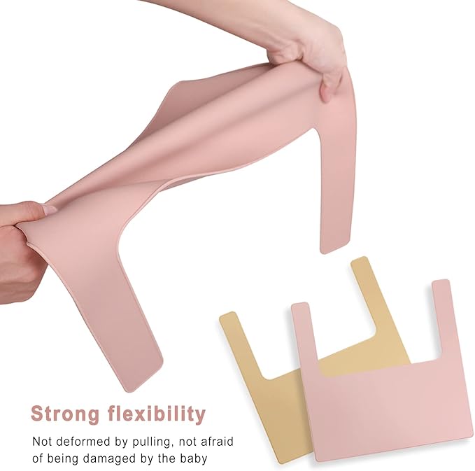 High Chair Placemat, Long Lasting High Chair Placemat Silicone, 2-Piece Set, Can Be Used Interchangeably, Suitable for IKEA Antilop Highchai, for Toddlers and Babies (Pink/Khaki)