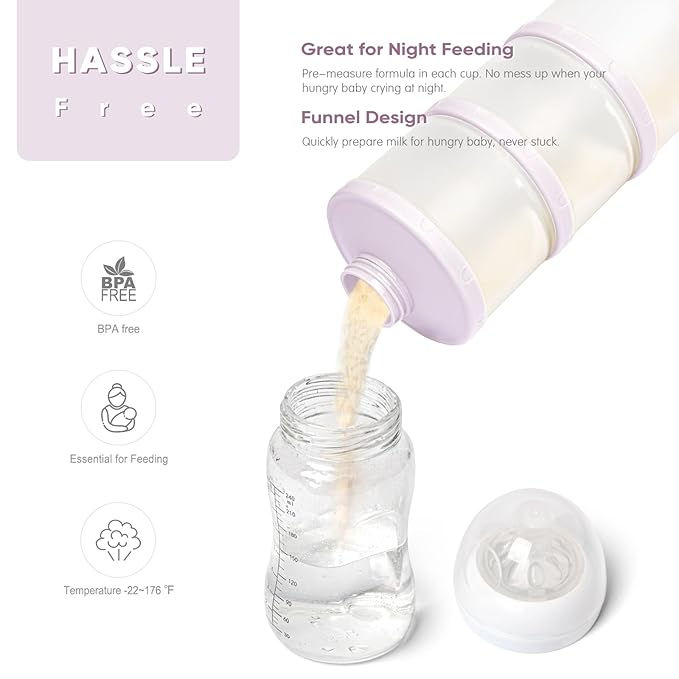 Termichy Stackable Formula Dispenser Portable Milk Powder Container, 2 Pack, Light Purple