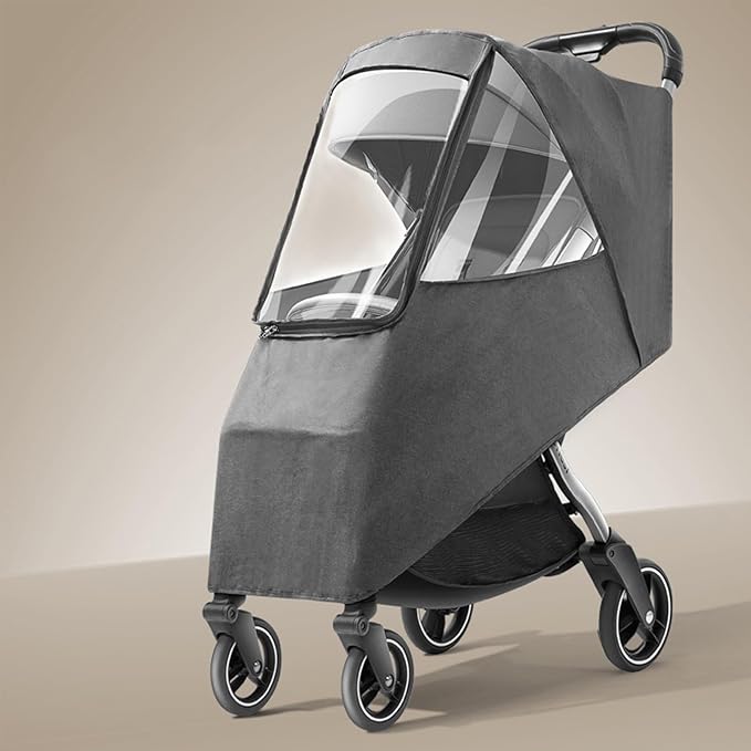 Universal Stroller Rain Cover Windproof Clear Ventilated Design Durable PP Material Fits Most Strollers