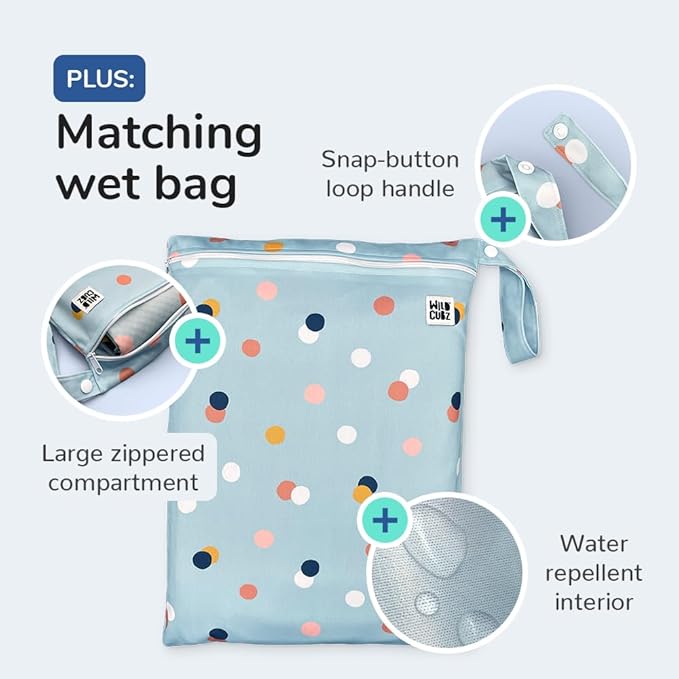 51" Heavy Duty Baby Splat Mat for Under High Chair | Includes Wet Bag | Premium Washable Toddler Mat | Baby Led Weaning | High Chair Mat for Floor | Craft Mat | Splash Mat (Dots on Dots)