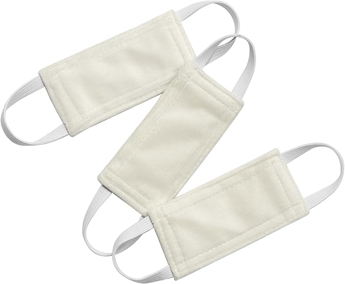 PONY DANCE Quiet Door Closer for Baby - Nursery Door Silencers Latch Cover Made by Fabric Solid Strong Elastic Straps Covers for Universal Fits, Ivory, Set of 3,W 4 x L 2 inches
