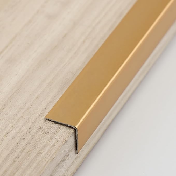 Aluminum Corner Guards, Peel and Stick L-Shaped Molding Trim for Wall Table Door Frame Protection and Decoration (Matte Gold, 3Pcs x 4.26ft x 0.8in)