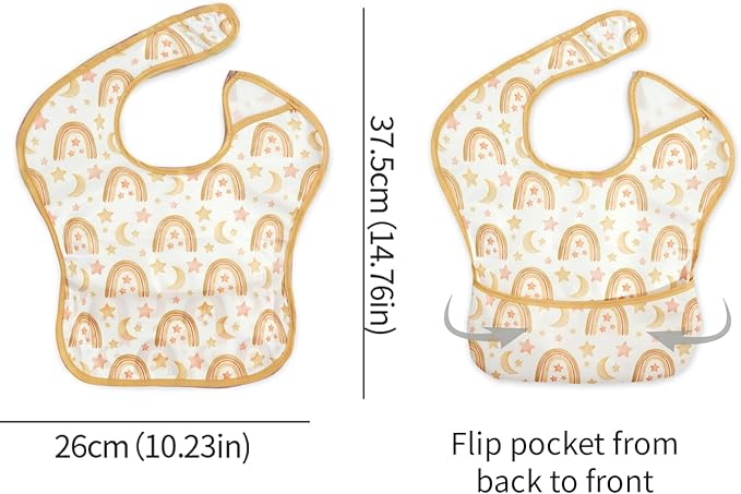 CoolaPeach 3-Pack Waterproof Baby Bibs for Eating - Lightweight Feeding Bibs, Mess Proof, Baby Essential Must Have for Eating