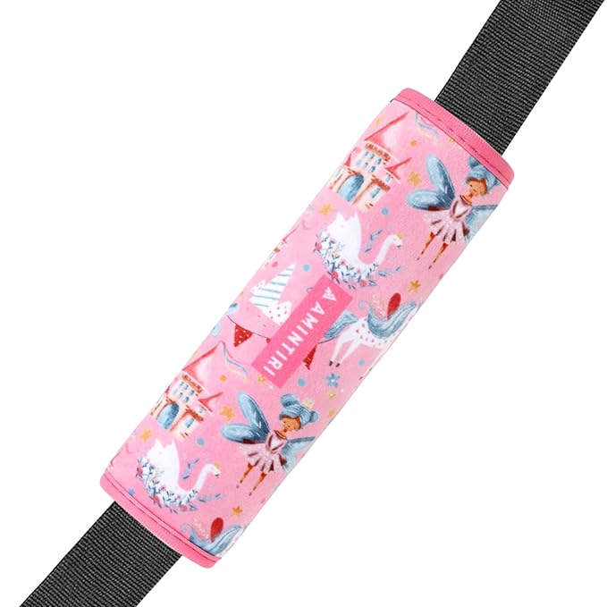 Amintiri Seat Strap Shoulder Pads for Kids, Seat Belt Cover for Children, Soft Furry Seat Belt Cushion for Travel, Cartoon Car Seat Belt Pad Cover for Boys and Girls.