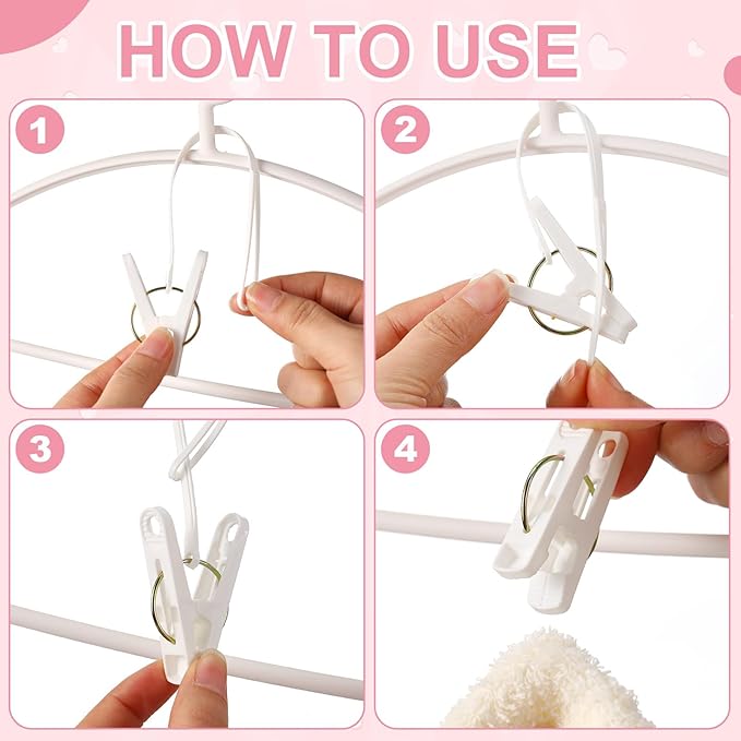 Honeydak 30 Pack Multi-Purpose Laundry Hooks Hanging Clips Bulk with Plastic Rope Hanger Clips for Baby Clothes Closet Organizer for Pants Hat Sock Boot Bra Towel Bathroom Wardrobe (White)