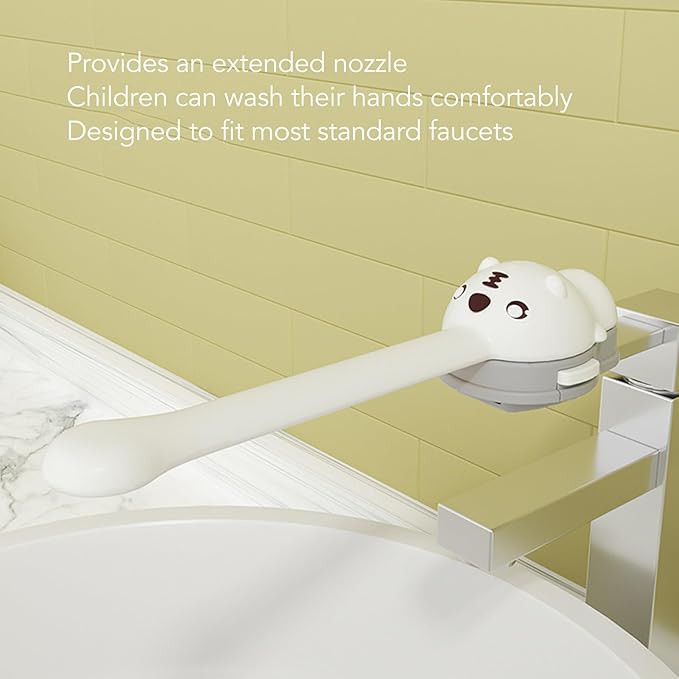 gernie Faucet Handle Extender, Splashproof Soft Silicone Childrens Faucet Extender Sink Extender, Connects to Sink Handle and Faucet Make Washing Hands Fun, Teaches Your Child Good, Toronto White