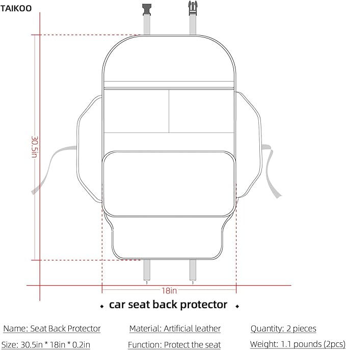 TAIKOO Seat Back Protector,Preventing the Impact of Children Stepping on the Seat Backrest,Beautiful appearance and easy to clean,black (Cream White -2 pcs)
