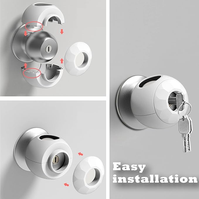 AILUOQI Childproof Door Knob Covers Babyproof (6 Pack) Child Door Locks Door Handle Baby Proofing Door Safety for Kids