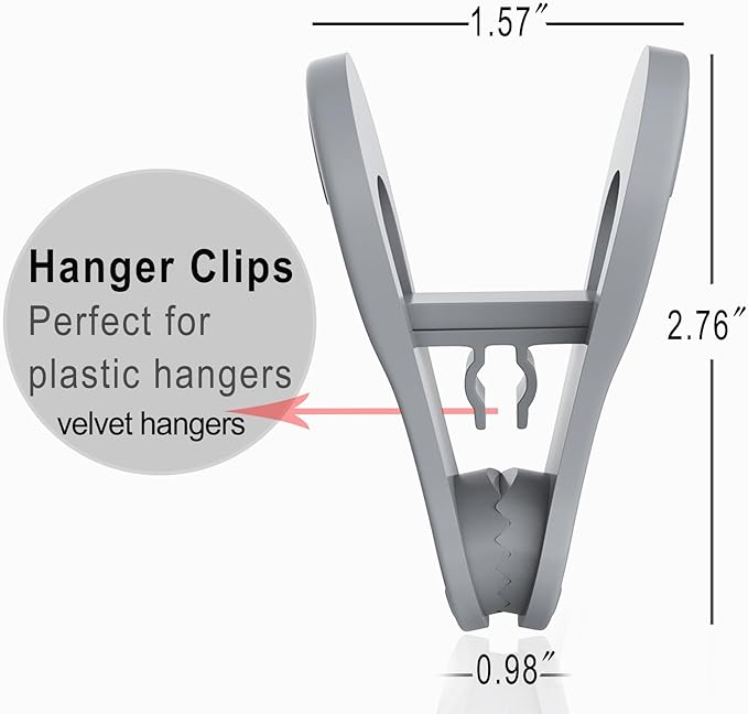 TOFIIGREM Grey Hanger Clips 50 PCS, Multi-Purpose Plastic Clips Perfect for Velvet Hanger Plastic Hangers