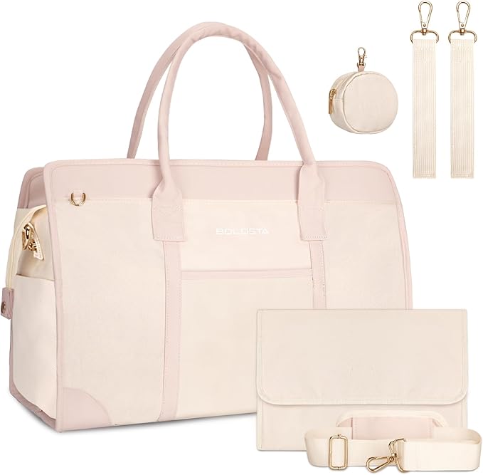 BOLOSTA Diaper Bag Tote for Women, Diaper Bag Tote with Changing Pad, Large Capacity Mommy Bag for Hospital and Weekender