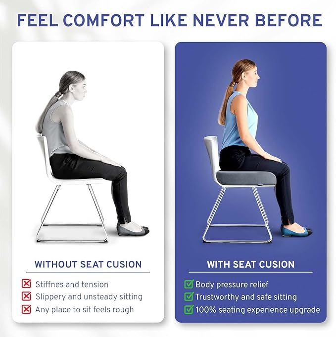 ComfySure Seat Cushion Extra Large - Firm Memory Foam Chair Pad for Recliner, Wheelchair, Office Chair, Stadium, Bleacher, Car, Floor, Patio Furniture, Bariatric Overweight Users 19”x17”x3”