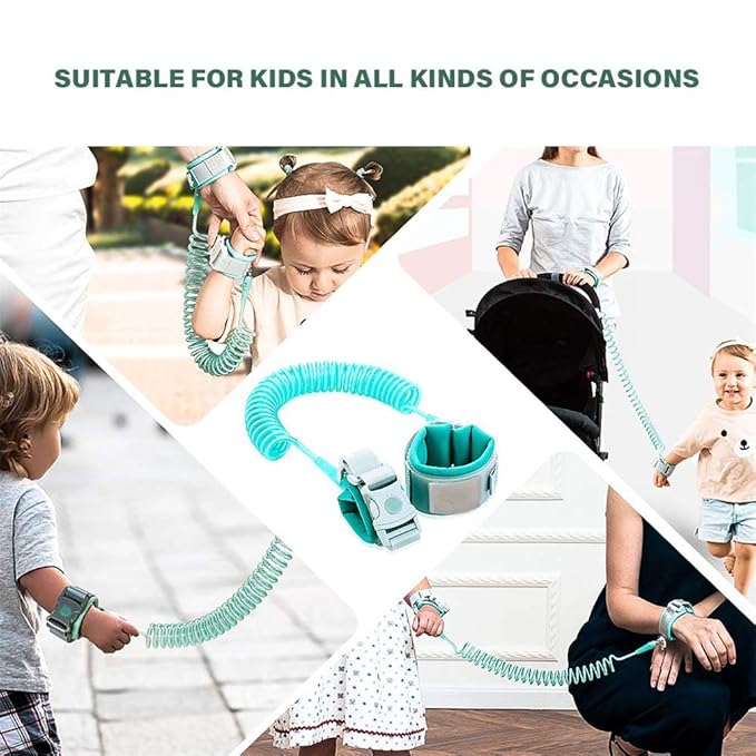 Kids Anti Lost Wrist Link, Children Wrist Traction Rope with Key Lock, Toddler Safety Harness Wrist Leash Baby Walking Wrist Strap, for Outdoor Activities, Travel & Shopping, 2 m/ 6.6 ft (Blue)