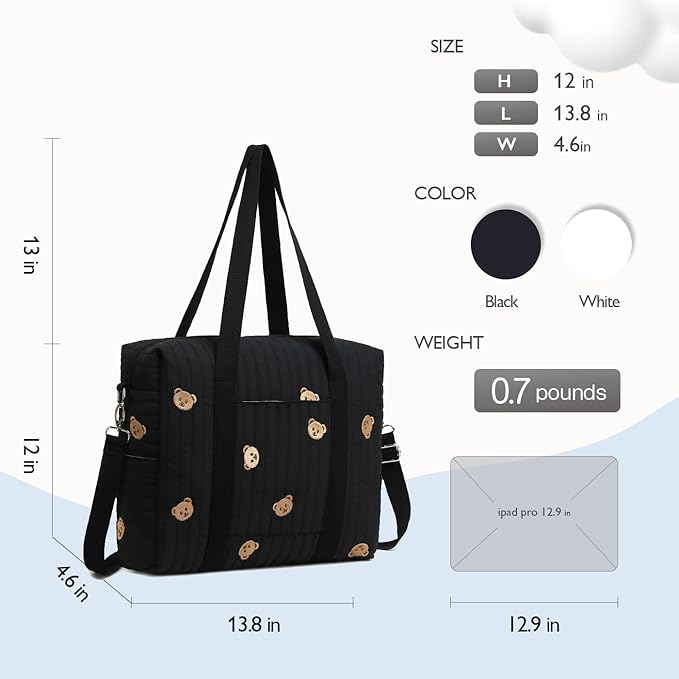 Convertible Diaper Bag Tote with Insulated Pockets and Stroller Hooks for Travel newborn